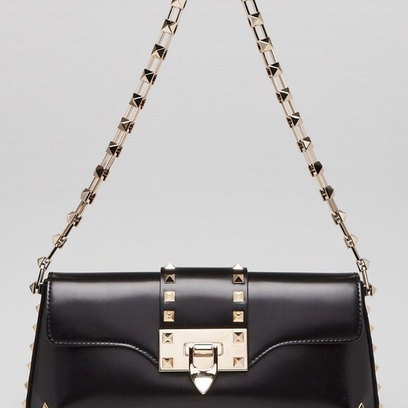 Valentino Black Brushed Leather Rockstud Shoulder Bag - Picture 5 of 12